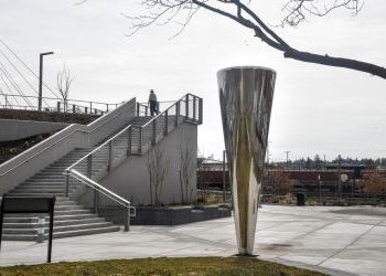 New public art sculptures, co-designed by local artist who died in windstorm, installed at Spokane’s Gateway Bridge