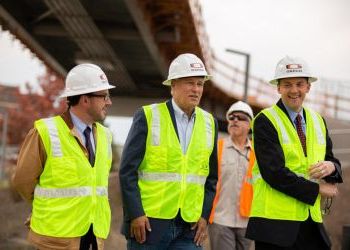 Gov. Jay Inslee tours University District Gateway Bridge as span reaches final stages of construction