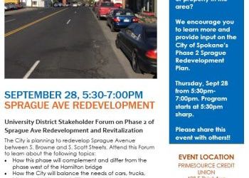 University District presents Phase 2 Sprague revitalization neighborhood forum - September 28