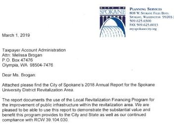 City of Spokane 2018 Annual Report on UDRA