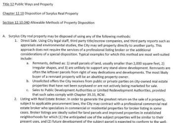 City of Spokane Disposition of Surplus Real Property policy