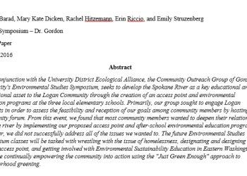 UD Ecological Alliance + Gonzaga University Community White Paper Proposal